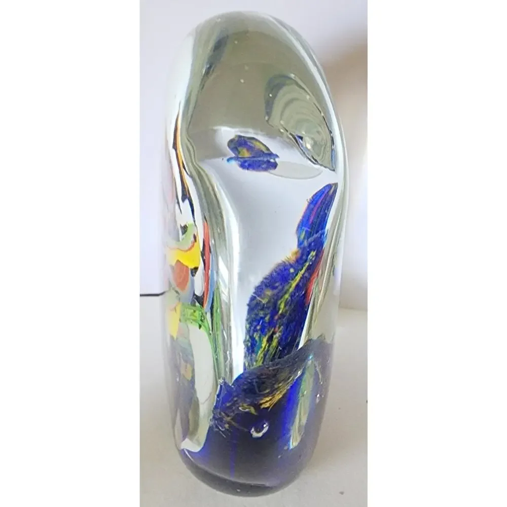 Vintage Blown Art Glass Fish Coral Paperweight Clam Scallop Coral Double Sided